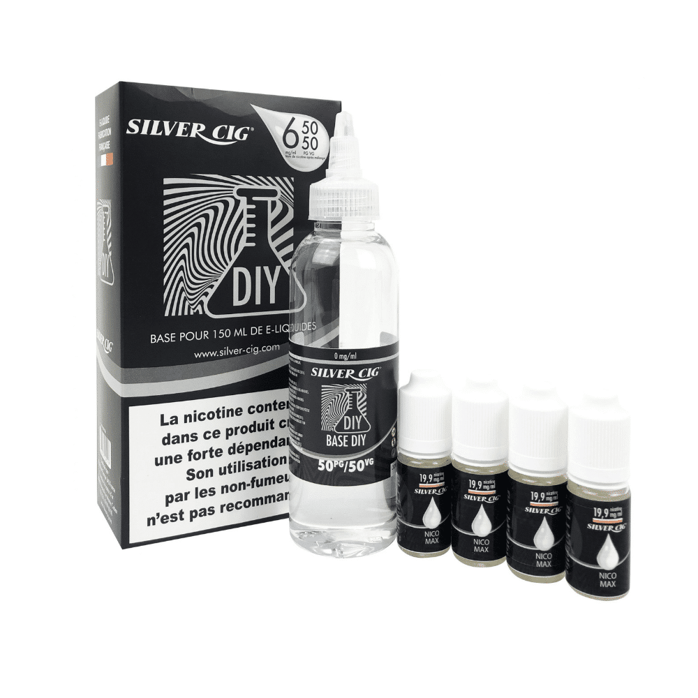 SilverCig DIY pack PG/VG 50/50 150ml, 6mg/ml & 4 Booster nicotine